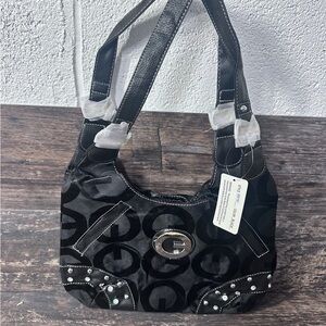 GU3SS Purse Black Shoulder Bag with Studded Details